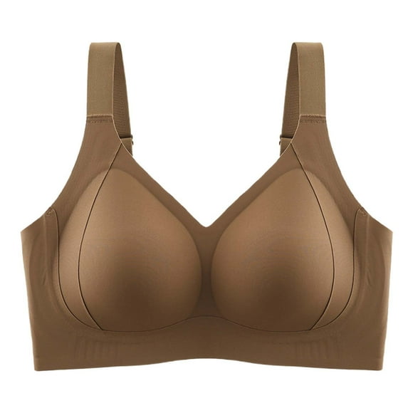 Fgnfyis Seamless Full Figure Soft Support Bra Side Spill Lift and Shape Fixed Cups Wire Thin and Breathable Women Bras Brown M