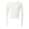 thumbnail image 4 of MixMatchy Women's Second Skin Square Neck Long Sleeve Slim Crop Top Tee, 4 of 4