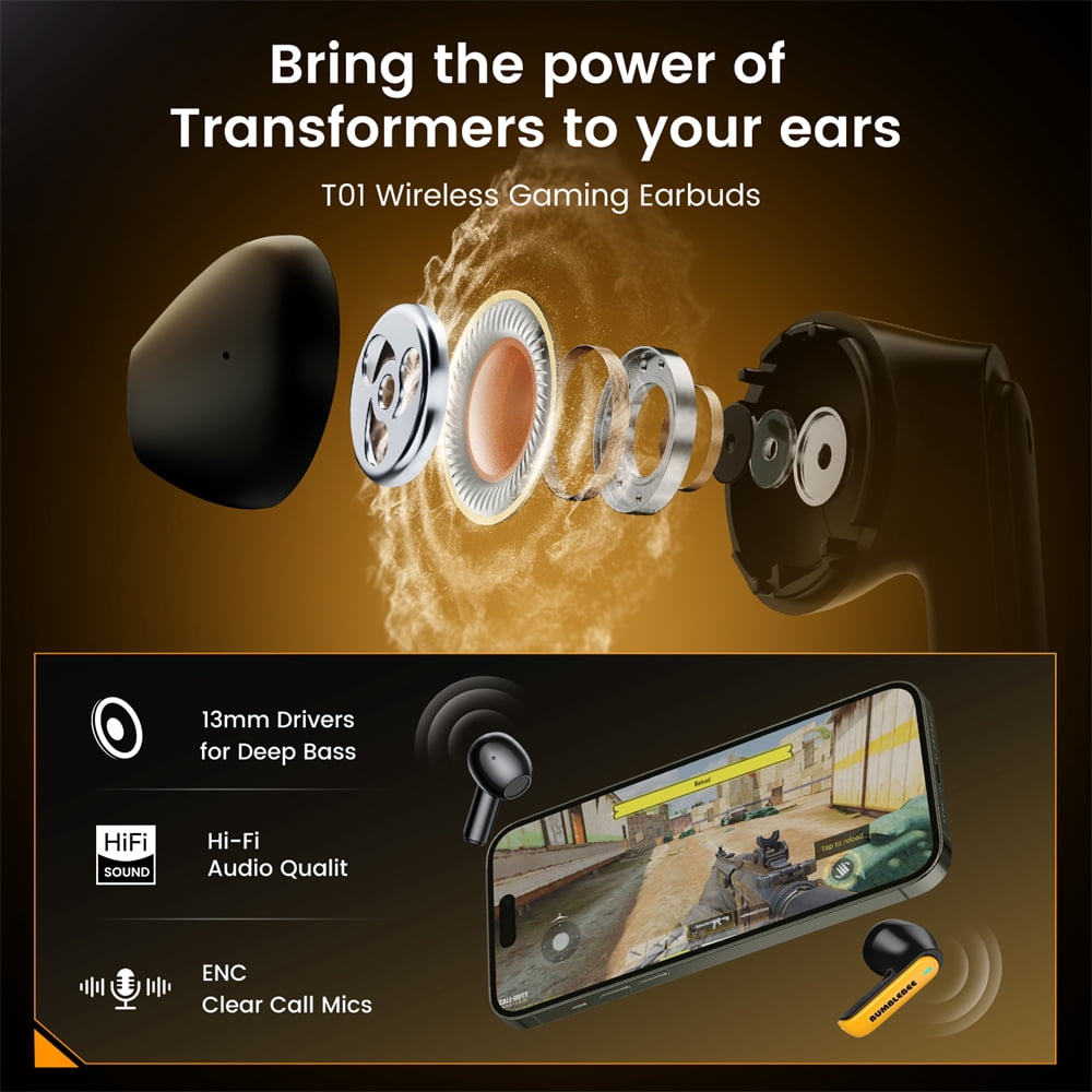 Wireless Headphones, Bluetooth 5.4 Ear Buds Deep Bass Sound Earbud with Smart Noise Cancelling Mic IPX5 Waterproof in Ear Earphones for Android IOS,YELLOW