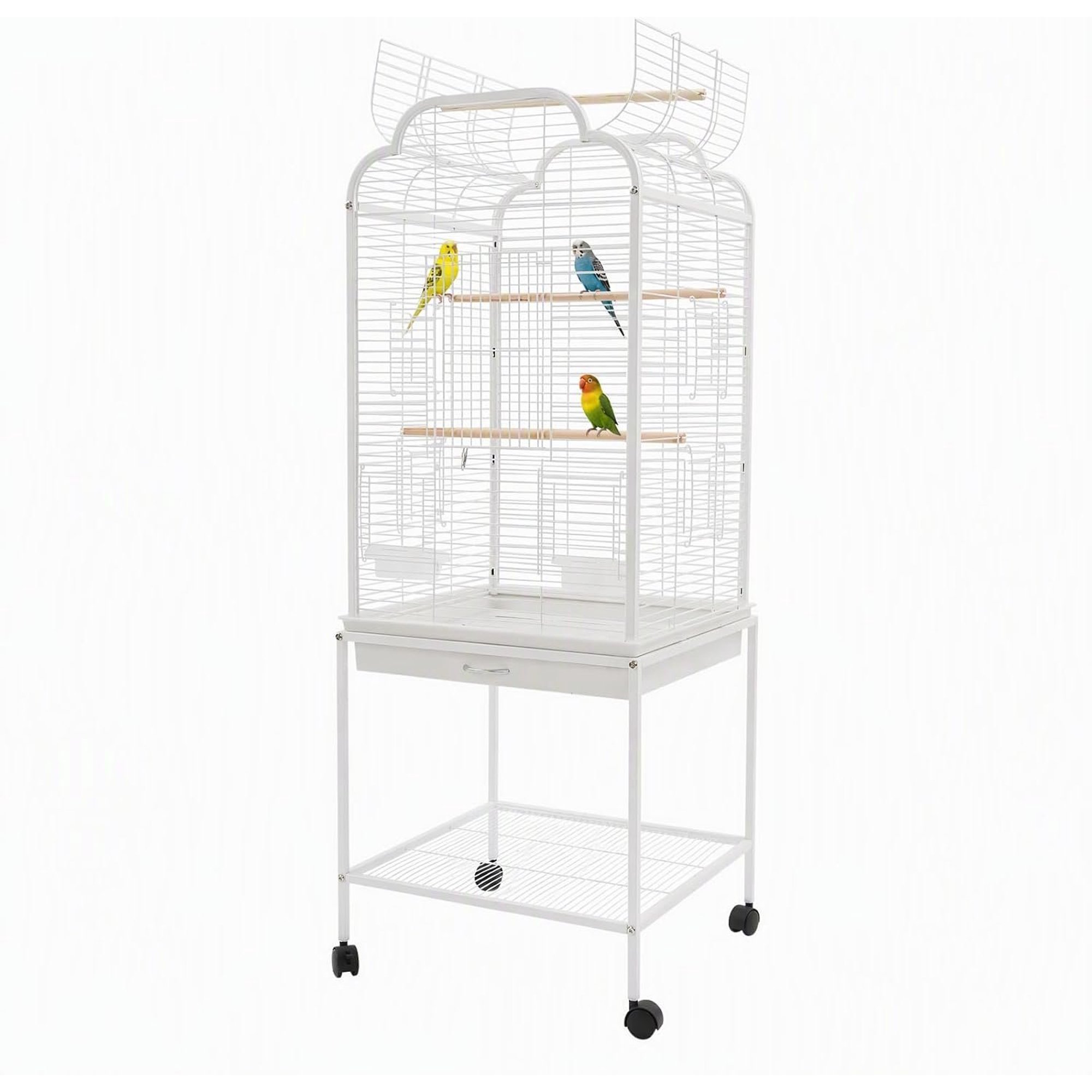 Bird Cage, Wrought Iron Bird Cage Open Top Parakeet Cage w/Tray for Parrot,Cockatiel,Budgie, Parakeets,Small Medium Birds