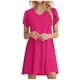 thumbnail image 1 of Puntoco Vestido De Mujer Con Cuello Redondo Y Manga Corta, Manga De Pétalo, Vestido De Manga Corta Con Cuello Redondo, Rojo Rosa Xxl,Regalos Para Mujer Joven, 1 of 5