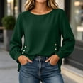 thumbnail image 5 of ClodeEU Women's Crew Neck Long Sleeve Side Button Split Tops,Casual Loose Solid Color Pullover Shirts ,Women's Plus L, 5 of 6