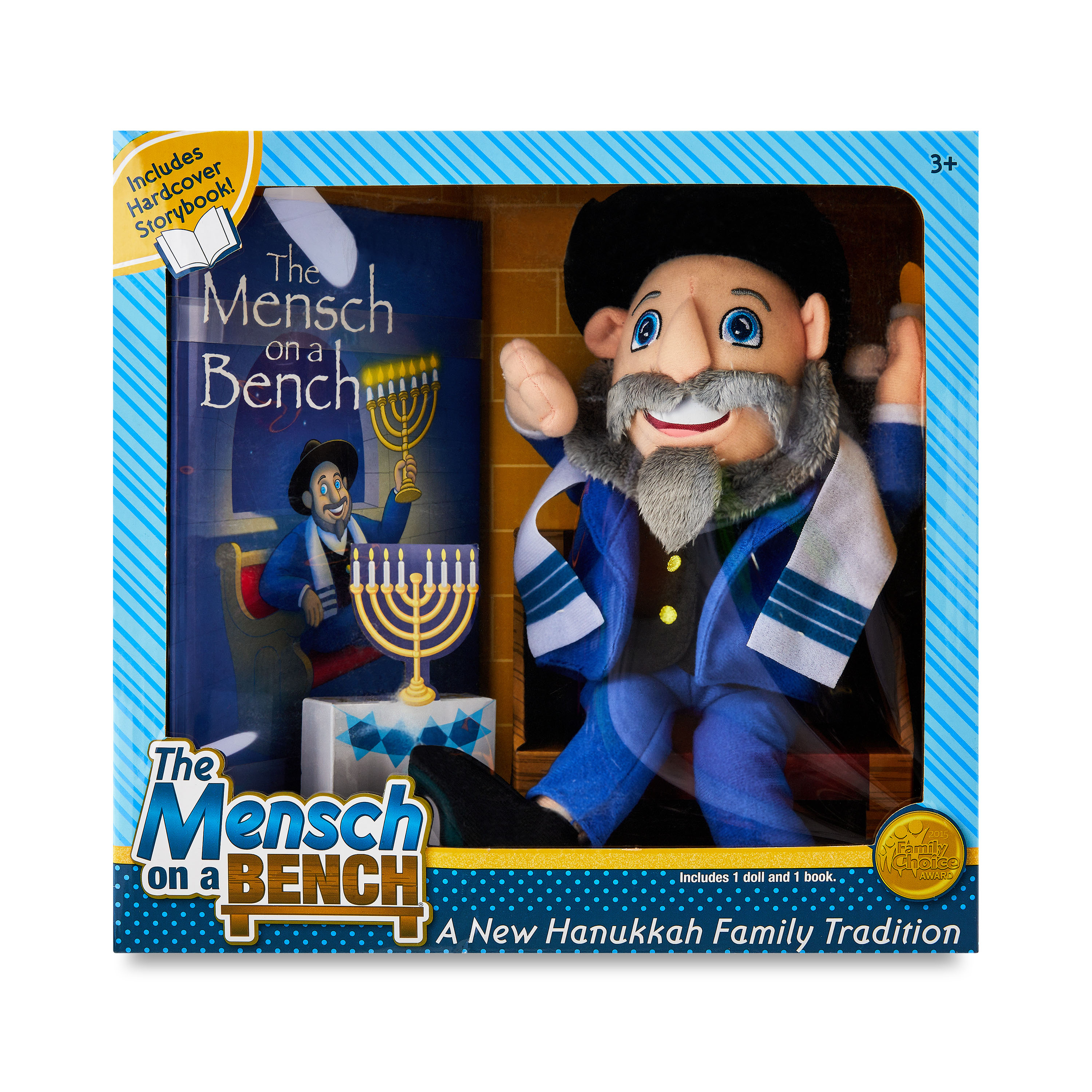 Mensch on a Bench 12" Hanukkah Moshe Plush Toy with Hardcover Book and Removable Bench - image 3 of 5