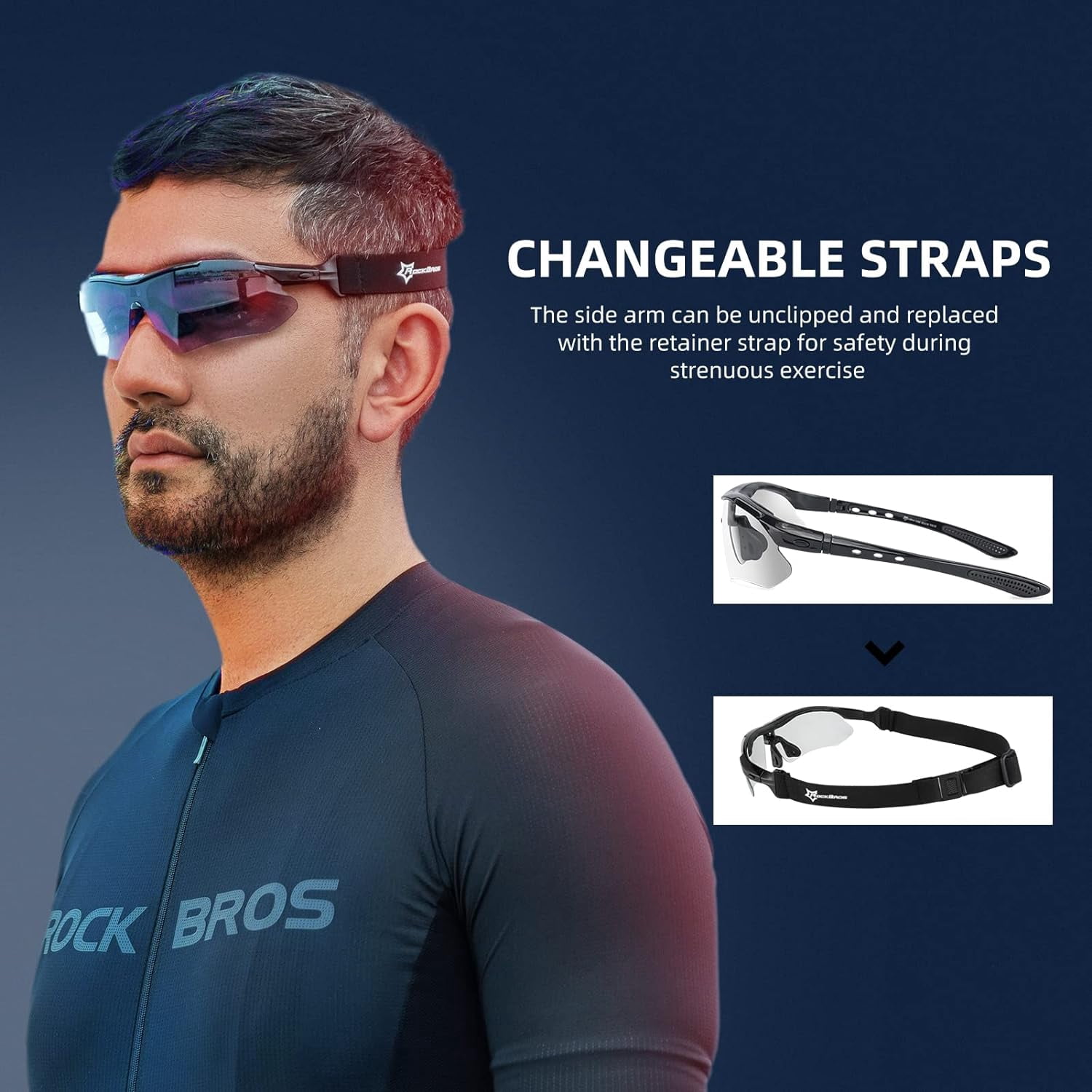 ROCKBROS Photochromic Sunglasses Mens Bike Glasses for Sports Cycling Biking Running Fishing Sunglasses UV Protection