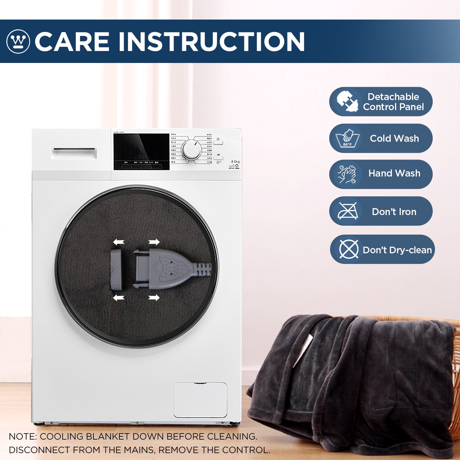Westinghouse Electric Heated Blanket, 50" x 60" size, 6 Heating Levels & 2-10 Hour Time Setting, Soft Silky Microplush Flannel Throw Blanket, Machine Washable, Charcoal Grey