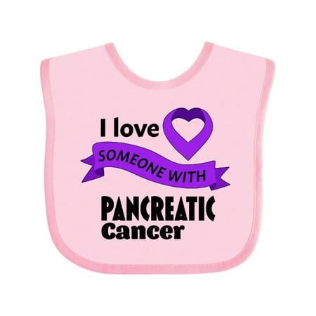 

Inktastic I Love Someone with Pancreatic Cancer purple heart ribbon Gift Baby Boy or Baby Girl Bib