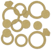 Beistle 12 Count Gold Diamond Ring Deluxe Sparkle Confetti 2.25"