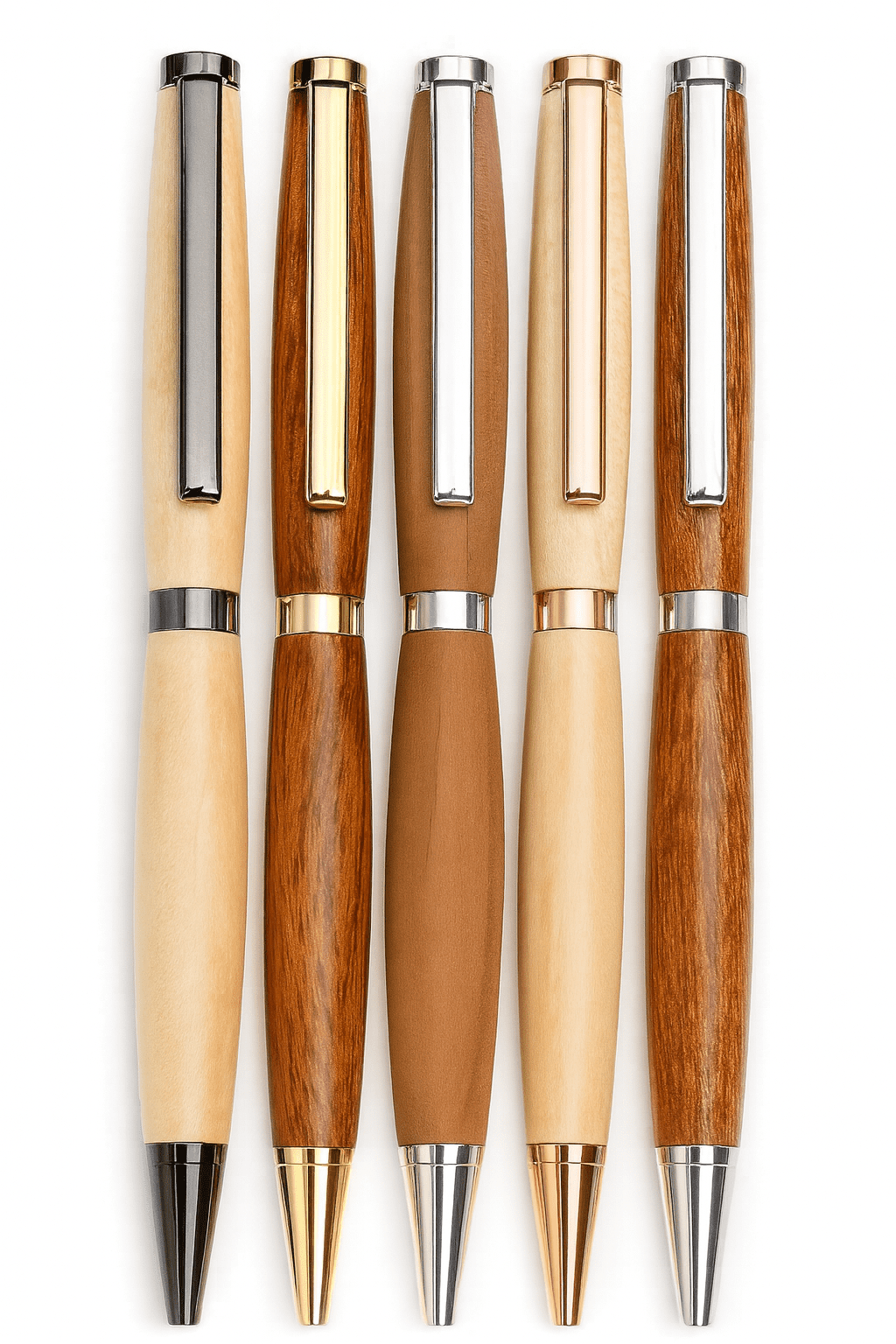 Slimline Pen Kit for Wood Turning || 10 Pack with Multiple Finishes || 7mm Twist Pen Kit