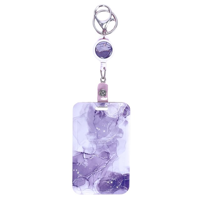 CSChome Badge Holder ID Badge Holder with Retractable Reel Exquisite Pattern Easy to Use Vertical Name Key Card Holder Case