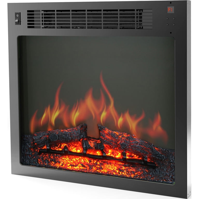 Cambridge Sienna 34 Freestanding Teak Mantel Electric Fireplace Heater  with Realistic Flames u0026 Log Insert | Fireplace Console Heater For Rooms up  to 210 Sq.Ft. with Storage Shelf u0026 Remote Control -