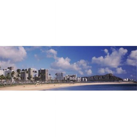 Panoramic Images Waikiki Beach with mountain in the background Diamond Head Honolulu Oahu Hawaii USA Poster Print by Panoramic Images - 36 x 12