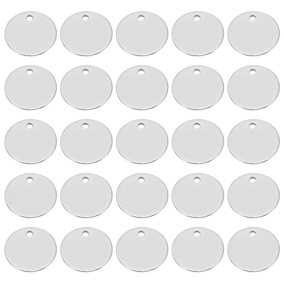 15mm Steel Disc, 100pcs Round Metal Stamping Blanks Tags Circle Metal Plate DIY for Laser Engraving Stamping, Silvery