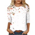 thumbnail image 2 of Womens Tops 3/4 Sleeves Round Neck Printed Casual T-shirt Multicolor XXXXL, 2 of 5
