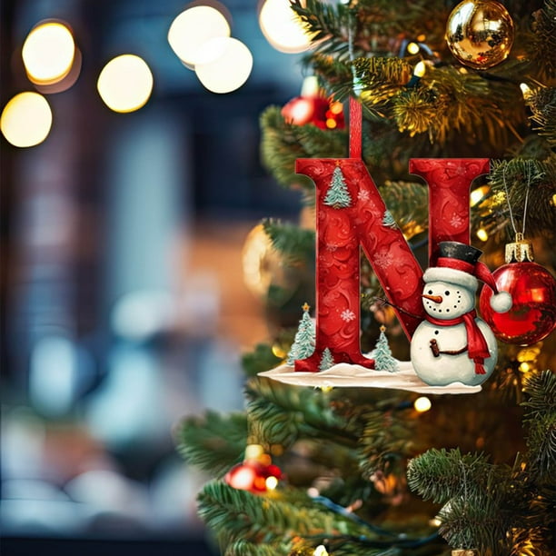 Adornos Colgantes para Árbol de Navidad con 26 Letras | Material Acrílico | Tamaño: 10 Cm | Juego de 26 Piezas