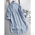 thumbnail image 3 of Women's Striped Button Down Shirts Classic Long Sleeve Stylish Collared Work Blouses Tops Light Blue L, 3 of 4