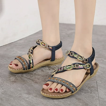 

Vedolay Sandals for Summer Women s Comfy Sandals Ultra-Comfy Breathable Wedge Peep Toe Dotmalls Sandals Blue 8.5