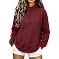 thumbnail image 3 of Horkkom Quarter Zip Pullover Women Solid Color Collared Sweatshirts Loose Comfy Sweatshirt with Pockets XL, 3 of 8