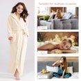 thumbnail image 6 of Women's Long Hooded Robes Luxurious Plush Fleece Bathrobe with Belt & Pocket Full Length Ladies Robes Winter Warm Housecoat Nightgown - M & Beige, 6 of 8