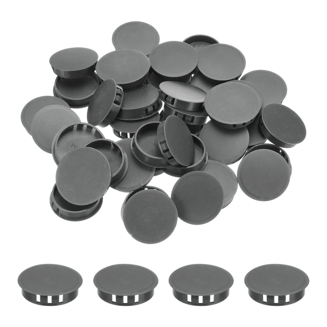 Uxcell 64PCS 40mm Tapones de Agujero de Plástico Gris Oscuro, Tapas de Agujero de Panel Tipo Flush