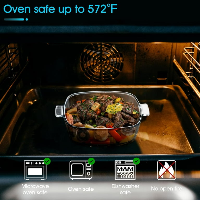 Mini Glass Casserole Dish with Lid Oven Safe Covered Round