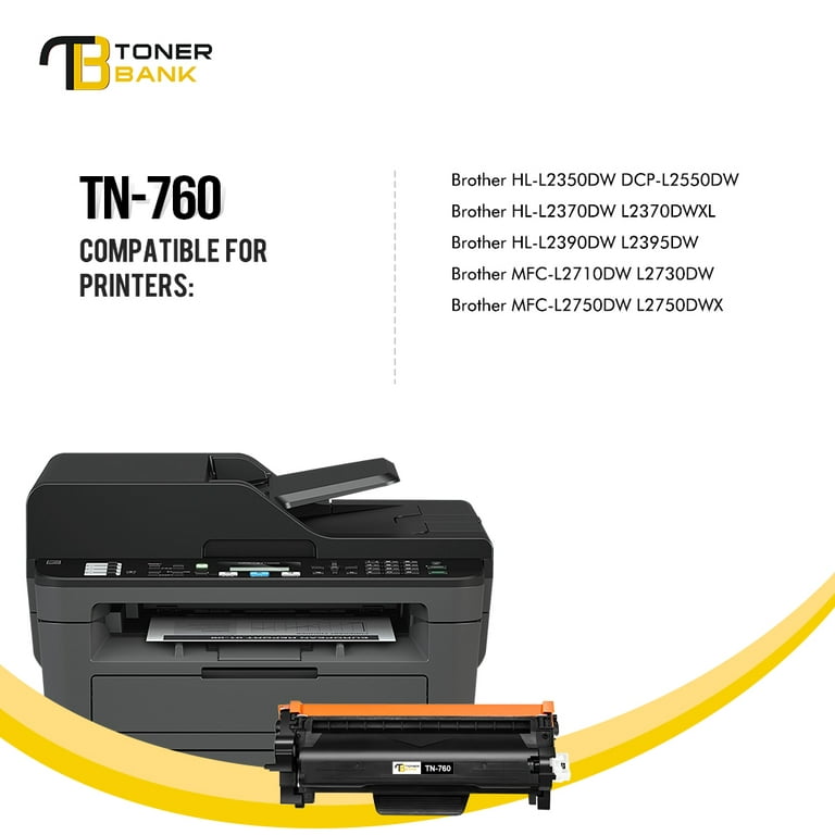 Toner Bank 10-Pack Compatible Toner Cartridge Replacement for Brother TN760  TN-760 HL-L2395dw HL-L2390dw HL-L2350dw HL-L2370dw MFC-L2750dw MFC-L2710dw