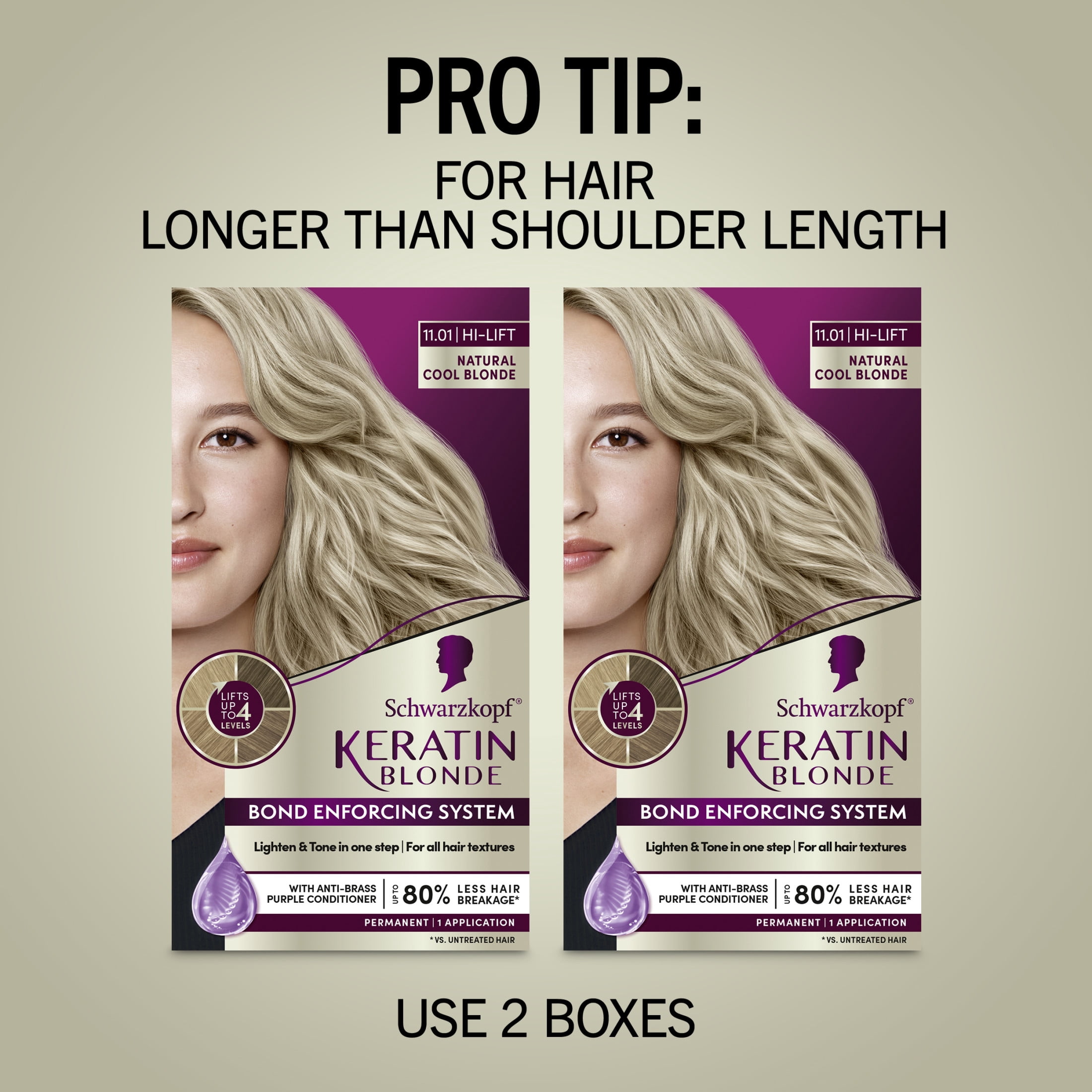 Schwarzkopf Keratin Blonde Hair Dye Natural Cool Blonde 11.01, Hi-Lift Permanent Color, 1 Use