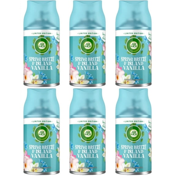 Air Wick Spring Breeze & Island Vanilla Scent Automatic Air Freshener 8.5 Oz 6pk