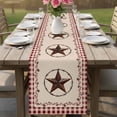 thumbnail image 4 of American Country Table Runner, Star Farmhouse Beige Red Buffalo Plaid Cotton Linen Kitchen Table Decoration Washable Dining Tabletop Runners for Home Party Decor 13x36 Inches, 4 of 9
