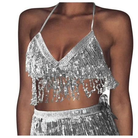 

Noarlalf vests for women Women Sequin Belly Tel Wrap Vest Club Tops camisole for women