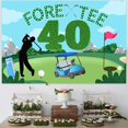 thumbnail image 3 of Green and White Golf Fore Tee Theme Background Cloth 40th Birthday Backdrop Party Decor Supplies for Adults, 3 of 6