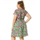thumbnail image 5 of Women's Plus Size Dress V Neck Belted Summer Floral Dresses Olive Green 2X, 5 of 7