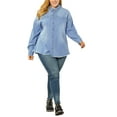 thumbnail image 3 of MODA NOVA Juniors Plus Size Outfits Fashion Button Down Denim Shirt, 3 of 7