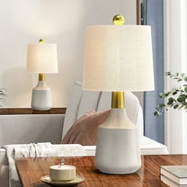 Maxax 20" Modern Ceramic Table Lamps Set of 2, Minimalist Ceramic Design Nightstand Beside Lamps for Living Room Bedroom, Cream White