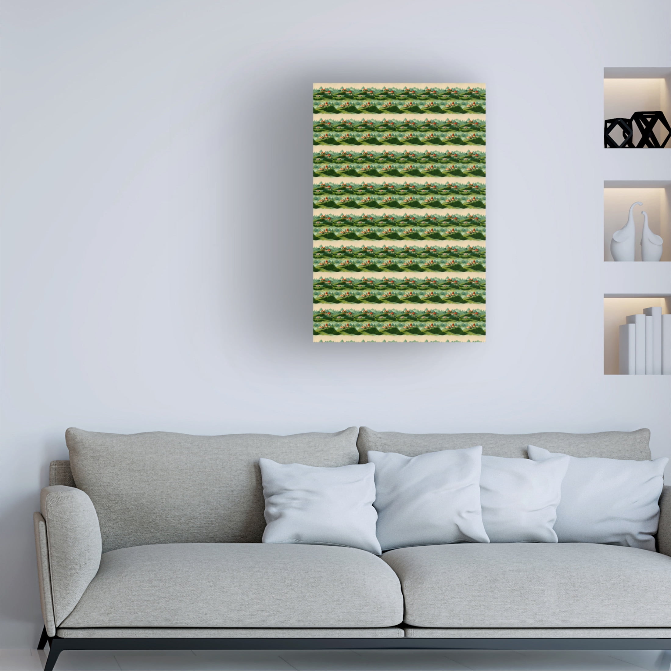 Canvas Wall Art - Treechild 'Cute Village Pattern' Wall Art for Living Room, Bedroom, or Office D?cor by Trademark Fine Art - 16 x 24 Inches