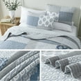 thumbnail image 5 of SahSahCasa Quilt Set Queen Size - 100% Cotton Lightweight Queen Quilt, Patchwork Farmhouse Floral Queen Comforter Quilted Bedspread, Blue Grey White Reversible Quilt Bedding Set All Season, 3 Pieces, 5 of 7