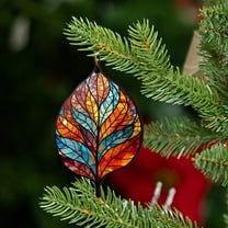 Eolstice Acrylic Flat Print Leaves Christmas Decorations, Realistic Foliage Tree Ornaments, Nature Inspired Hanging Pendants for Seasonal Home Decor