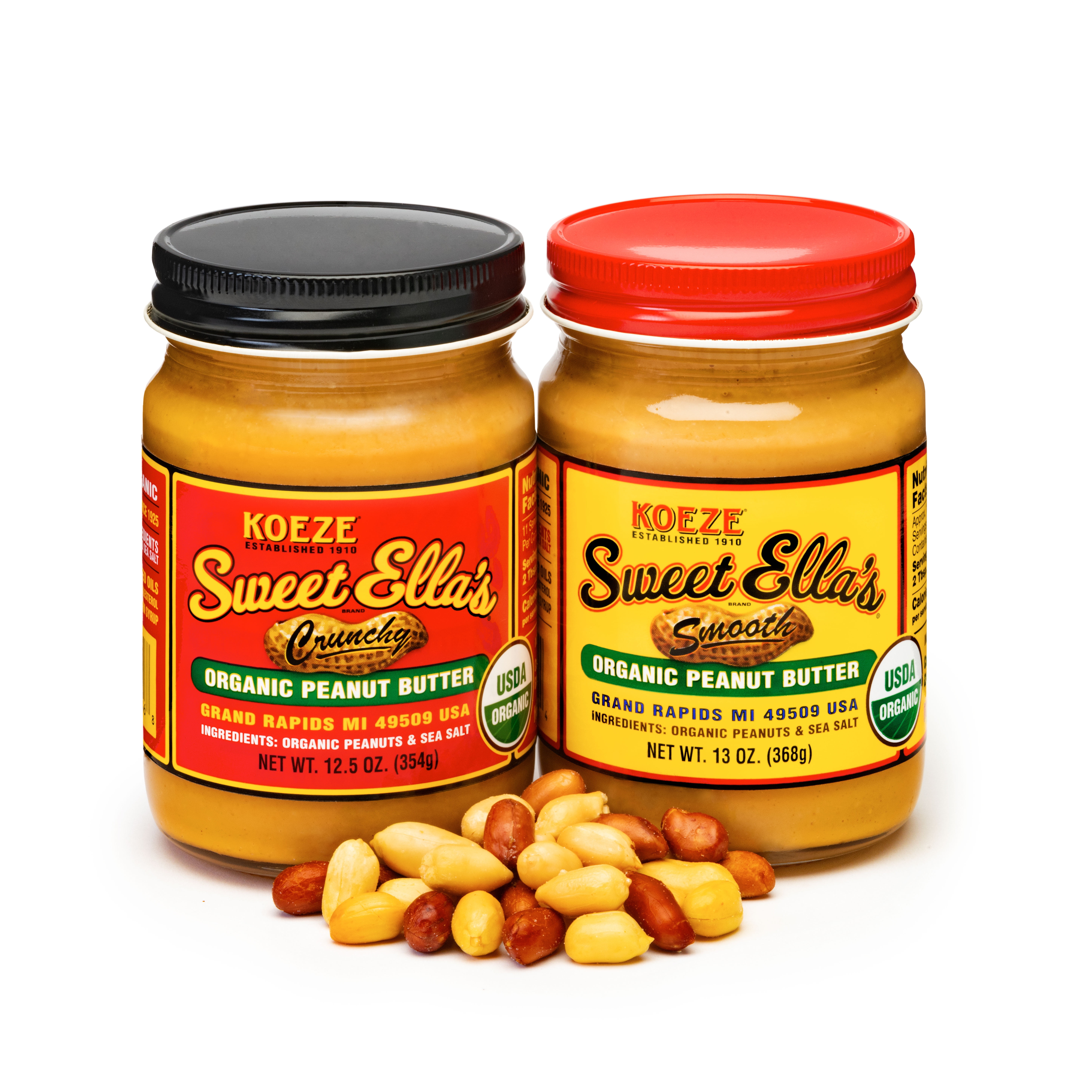 Sweet Ella's Smooth Organic Peanut Butter, Case 6 - 13oz Jars