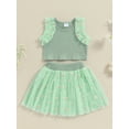 thumbnail image 4 of Raccmtaty Little Girl 2 Piece Summer Set, Daisy Embroidery Sleeveless Ribbed Tops Elastic Waist Mesh Skirt Baby Toddler Outfit, 4 of 8