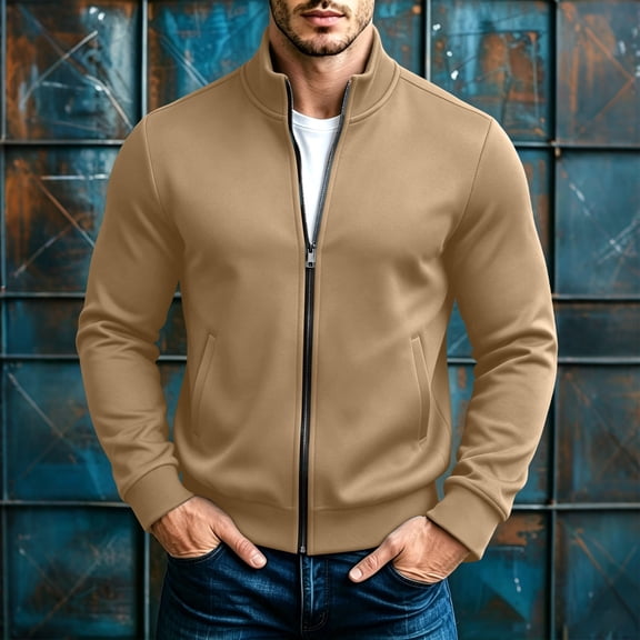 Ytobaz Track Jacket for Men Full Zip Casual Stand Collar Athletic Sweatsuit Coat Lightweight Activewear Outerwear with Pockets for Gym Running Sports Workout