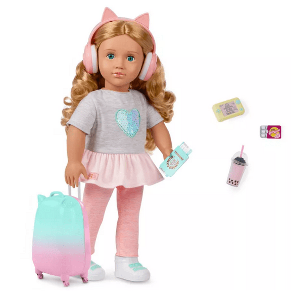 Our Generation 18" Doll with Luggage and Travel Accessories Set