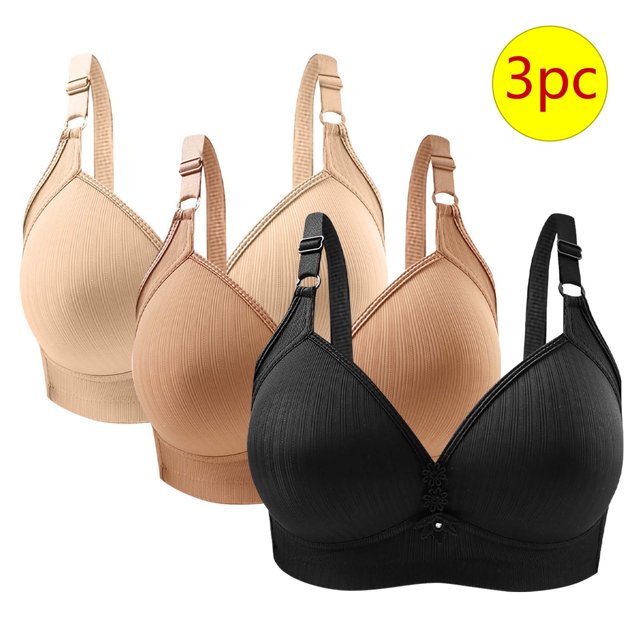 Bras for Women, 3PC Womans Solid Color Daily Bra Without Steel Ring Gathering Bras