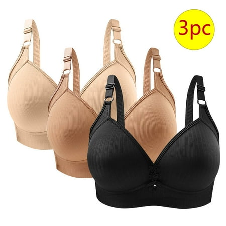 LLYWEY Plus Size Sports Bras Discounts Seamless Bras Women Ladies Tie-Front Bra Style-1254 Women Multiway Bra Feature Adult Female Push up Sports Bras Black 44B