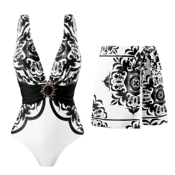 Trajes de baño Amzcrzy Tankini para mujer, bikini de , bikini de moda para mujer, bikini de dos piezas con estampado de flores, traje de baño deportivo ajustado de dos piezas, blanco, L