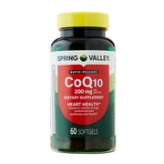 Spring Valley Rapid-Release CoQ10 Dietary Supplement Softgels for Heart Health, 200 mg, 60 Count