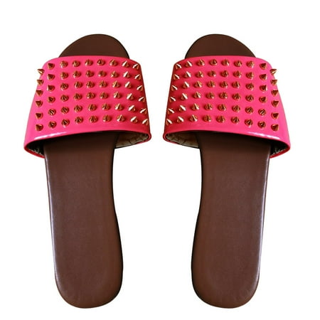 

Ekeka Clearance ! 1pair Outdoor Slip On Summer Beach Walking Casual Open Toe Women Rivet Slippers