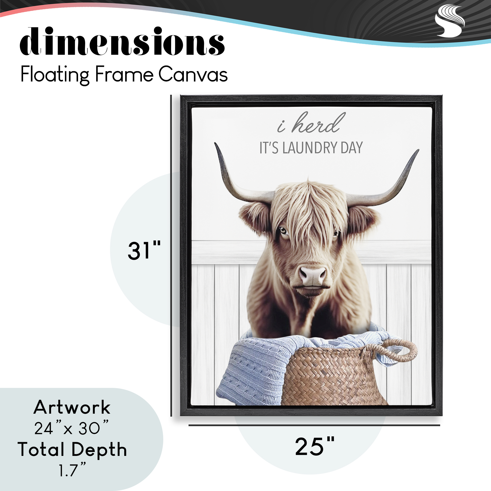 Herd It's Laundry Day Black Framed Floater Canvas Wall Art, design by Marcus Prime
