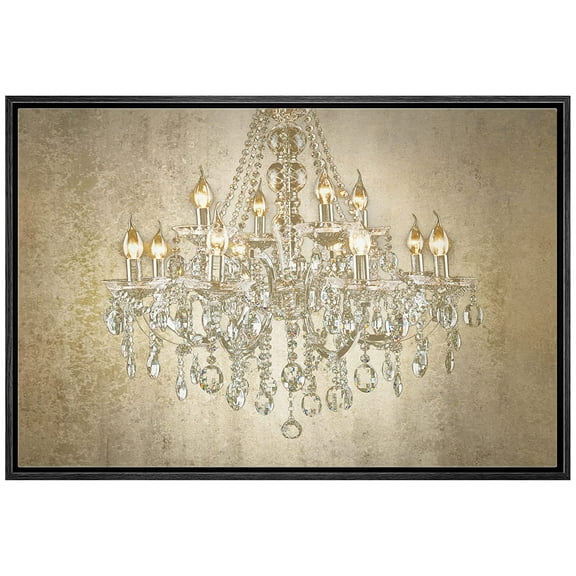 wall26 Framed Canvas Print Wall Art Brown Crystal Chandelier on Texture Background Decorative Lights Digital Art Modern Art Chic Relax/Calm Multicolor for Living Room, Bedroom, Office - 24"x36&q