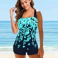 thumbnail image 6 of Womens Swimwear Clearance, Ladies Sling Print Plus Size Bikini Split Swimsuit Two-piece Swimsuit Swimwear Floral Top Boy Shorts,Blue,2XL, 6 of 7