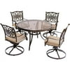 Hanover Traditions 5-Piece Dining Set in Tan with 47 in. Glass-top Table