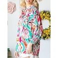 thumbnail image 5 of TEMOFON Womens Boho Floral Print Shirts Blouses Casual Puff Sleeve Drawstring Tunic Tops Dressy Paisley Long Sleeve Shirts for Women Fall Tops Lapel V Neck Clothing, 5 of 5